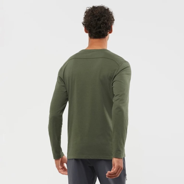 Camiseta Salomon Essential Long Sleeve Hombre Verde Oliva | MX ADFP192